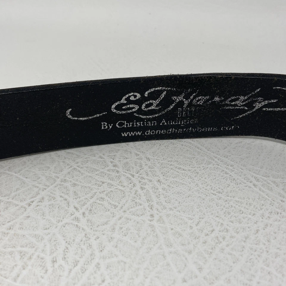 Cinturón grande de cuero marrón Ed Hardy de Christan Andigier EH3360 Love Kills Slowly Foto 4 de 4