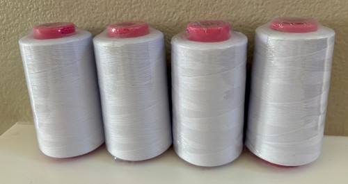Lot of 4 Big Spools White Serger Sewing Thread 6000 YDS/Cone T27 S/2 - Picture 1 of 2