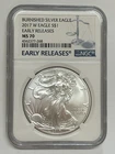 2017-W $1 1ozt 999 Burnished Silver Eagle Coin NGC MS70 Early Releases