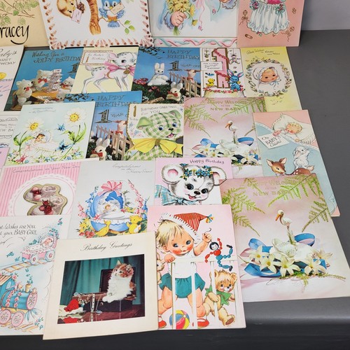 34 tarjetas de felicitación/cumpleaños de bebé usadas vintage años 50 retro para manualidades envío y devolución gratuitos  - Imagen 3 de 16