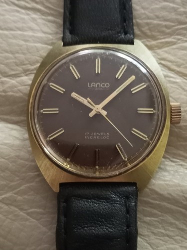 Rare Vintage Lanco Chocolate Dial Mens Watch NICE!!!