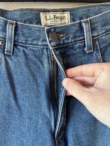 Pantalones de mezclilla LL BEAN para hombre 33/32 (30,5") forrados de franela a cuadros azules calce clásico algodón - Imagen 2 de 9