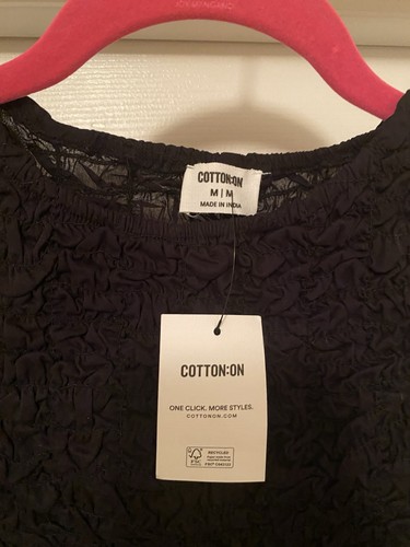 NWT Black Cotton On Crop Top Blouse Size Medium Women’s - Picture 3 of 4