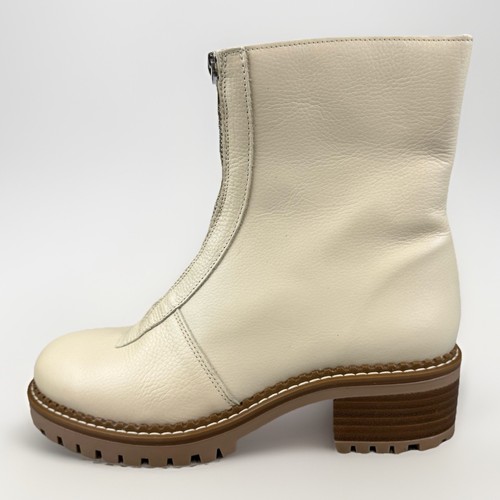 Bertuchi Women’s Leather Ankle Boots Spain Cream Zip Lug Sole Size 8 - Picture 4 of 18