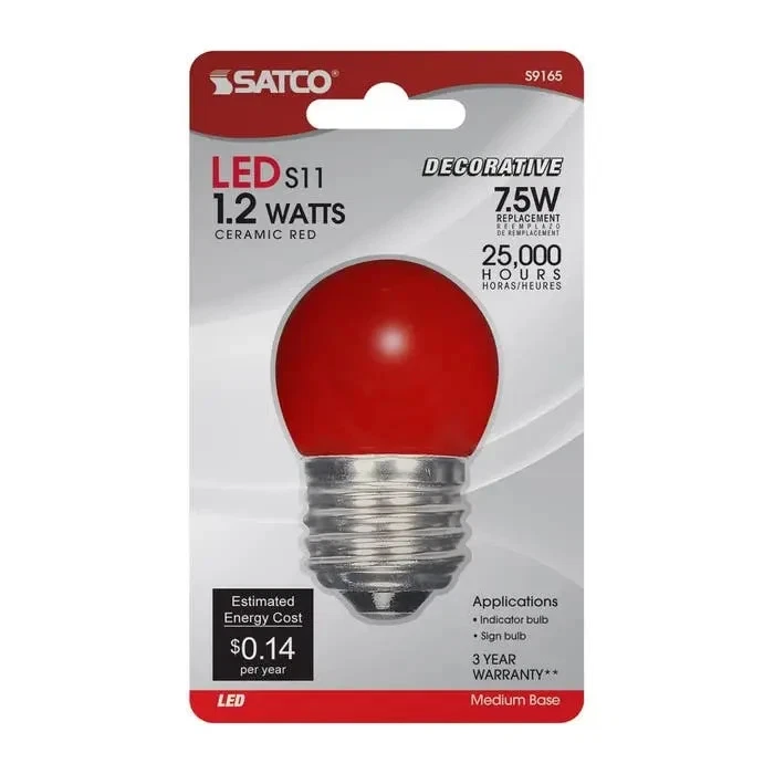 Satco S9165 /S9163 - 1.2W LED S11 Decorative Christmas Light Bulbs (2 or 6 PK) - Image 3 of 4