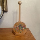 Vintage 1980s Pamela Gladding Painted Flowers on Wood Paper Towel Holder