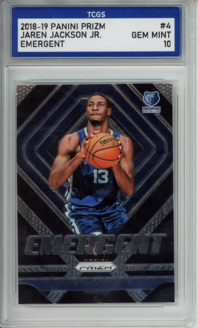 2018-19 PANINI PRIZM EMERGENT #4 JAREN JACKSON JR. ROOKIE RC TCGS GEM MINT 10 n1