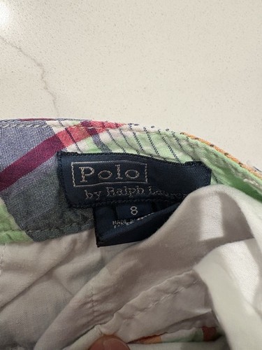 Ralph Lauren Boys Chino Shorts Plaid Green And Blue Size 8 - Picture 3 of 3