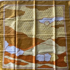 Vintage Retro Brown Yellow Totes Rain Scarf Water Repellent 27' MCM 70's Japan