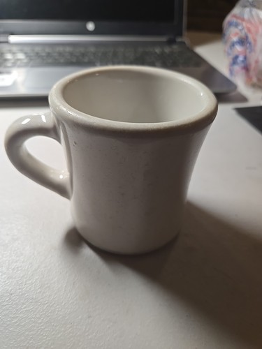 Vintage 1950 Victor gestempelt 6 Unzen Elfenbein Kaffeebecher schwer 3,5 Zoll USA MCM - Bild 2 von 5