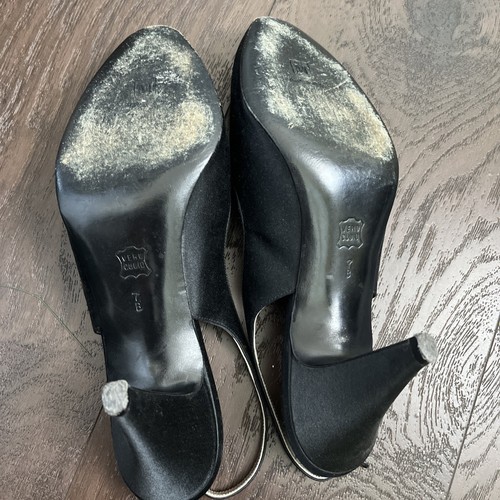BRUNO MAGLI BLACK WOMENS PEEP TOE SLING BACK PUMPS 7 MADE IN ITALY - Picture 6 of 9