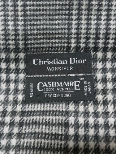 Sciarpa rettangolare Christian Dior morbida nera bianca Glen a quadri con frange scaldacollo - Foto 7 di 7