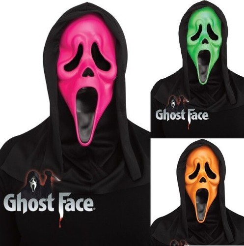 Licensed Halloween Fancy Dress Fluorescent Ghost Face Mask with Hood Scream New - Picture 7 of 13