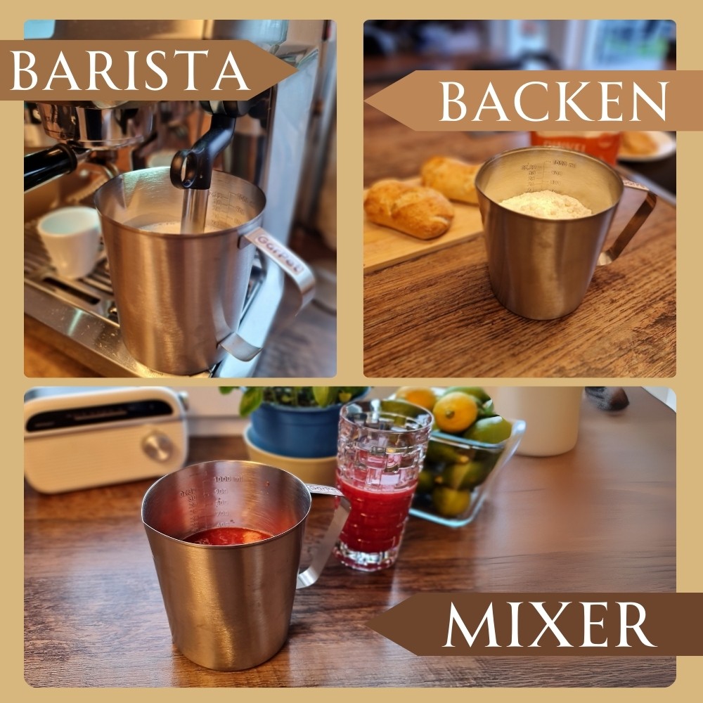 Messbecher Edelstahl 1l Cocktail Meßbecher Litermaß spülmaschinenfest 1000 ML 