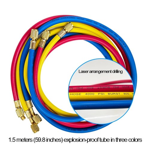 5 Fuß AC Diagnose Krümmer Freon Messgerät Set für R410A R404A R22 R134a R12 R22... - Bild 8 von 9