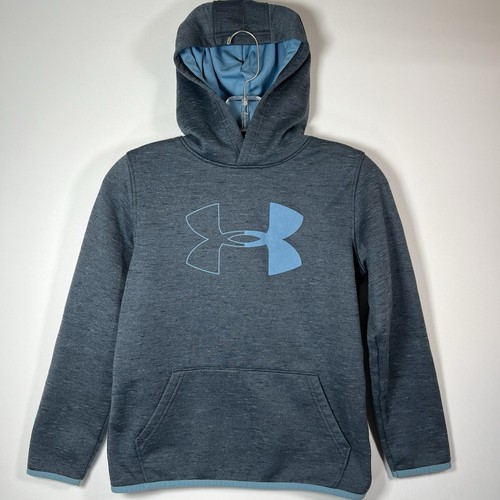 UA Under Armour ColdGear Pullover Hoodie Sweatshirt Boys YM Youth Medium Blue  T - Picture 1 of 8