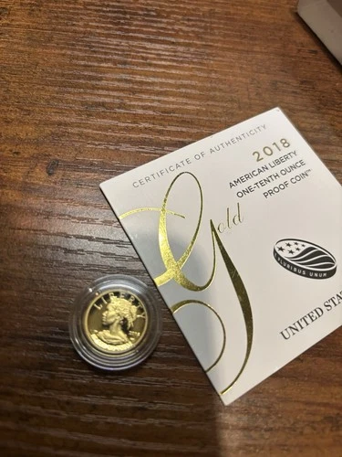 2018-W $10 1/10th oz .9999 Proof Gold American Liberty High Relief Coin with COA