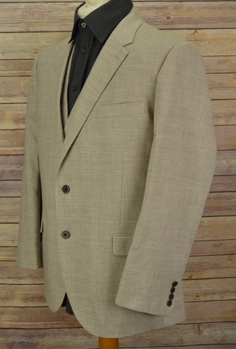 Mens Marks and Spencer 3 piece linen suit 44S W36 L31 neutral blazer trousers wc - Picture 6 of 24