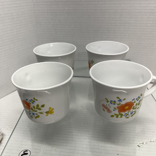 Set of 4 Corelle Corning Ware Wildflower Coffee Tea Cup Mug Orange Flower - Picture 4 of 10