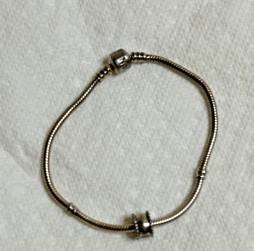 8" PANDORA ALE CHARM BARREL CLASP STOPPER BRACELET STERLING SILVER 925 - Picture 3 of 15
