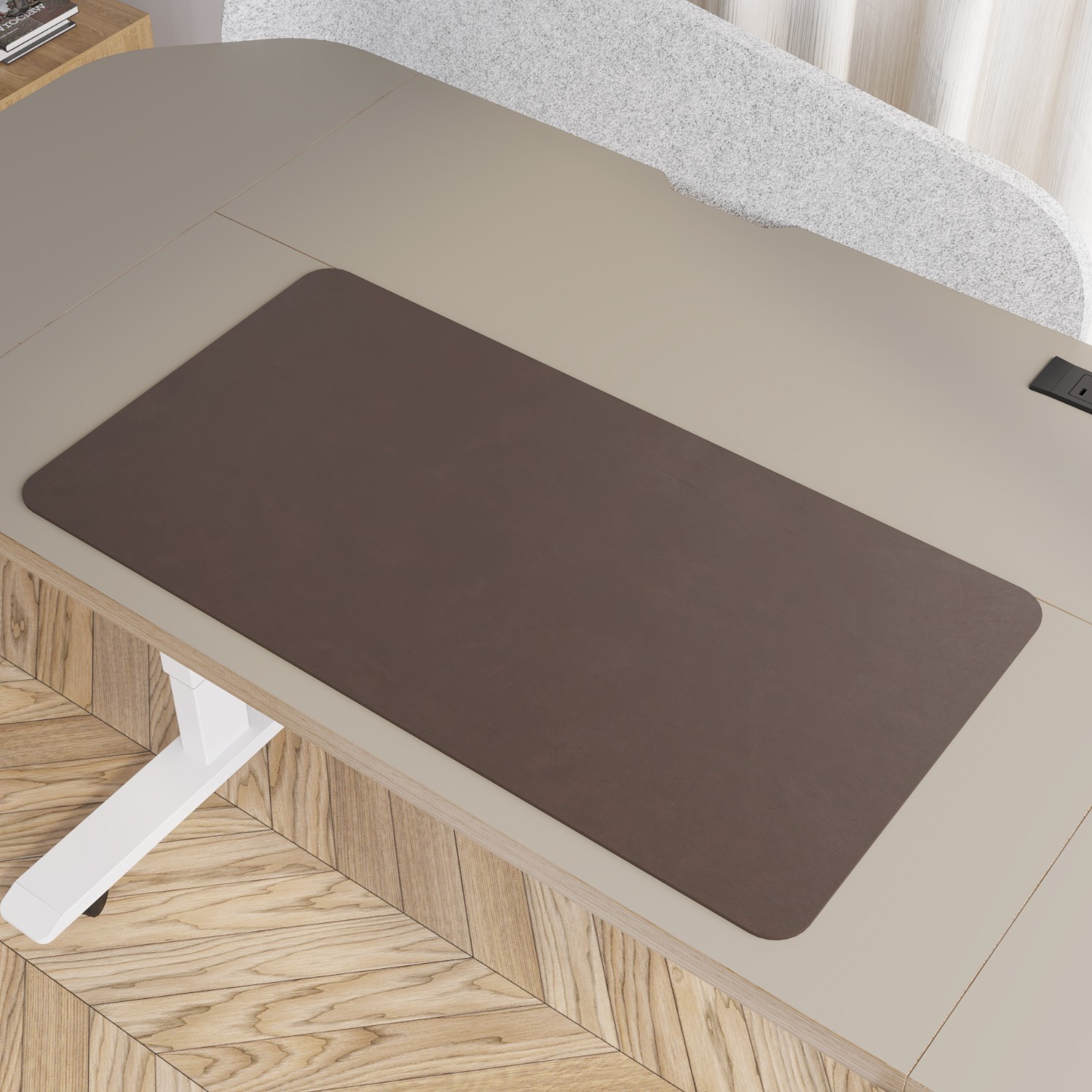 63'' Height Adjustable Standing Desk with a Gray Desk Divider