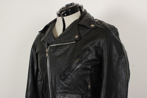 Excelled Leather Biker Jacket Men 36 UK S Made in USA Asymmetrical Moto Perfecto - Picture 2 of 23