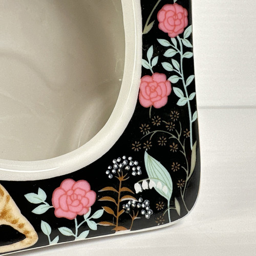 Mini cornice portafoto ceramica vintage gatto nero floreale anni 90 arredo casa 3" x 3,5" - Foto 6 di 9