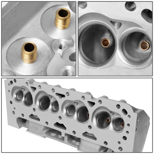 2x Aluminum Bare Straight Plug Cylinder Head for Small Block Chevy SBC 302 350 - Picture 4 of 7