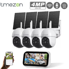 4MP Solar&Battery Security Camera System Wireless Outdoor with Monitor PTZ Cam