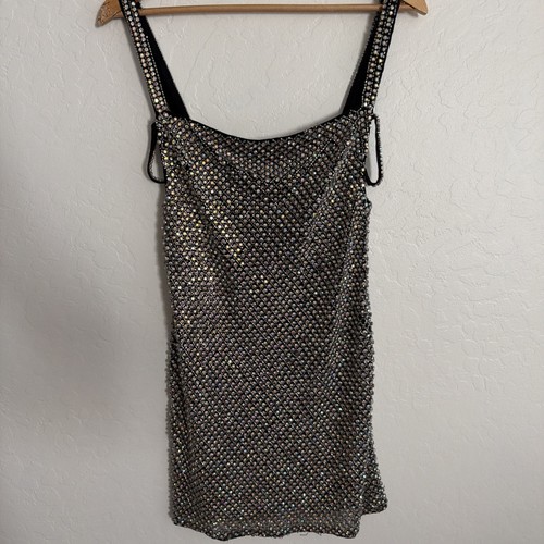 Nasty Gal Nessa Barrett 6 Premium Glass Stone Encrusted Strappy Mini Slip Dress - Bild 3 von 12