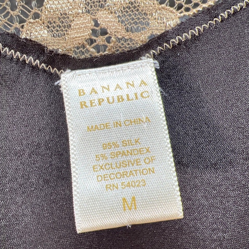 Sexy bata corta Banana Republic de colección para mujer M marrón seda encaje Foto 3 de 4