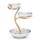NEW L'Objet Deco Leaves S.Steel/Gold Plate 3 Tier Server Small