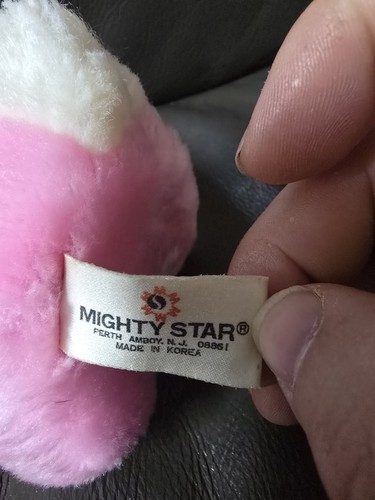 Vintage Mighty Star Pastel Pink Bunny Rabbit Rare Standing Plush Toy CLEAN - Picture 8 of 9