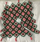 Knitted Granny Square Christmas Tree Skirt 31 x 31 Red Green & White
