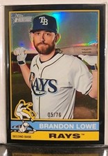 2025 Topps Heritage #488 High Number SP Chrome Black Border 43/76 Brandon Lowe