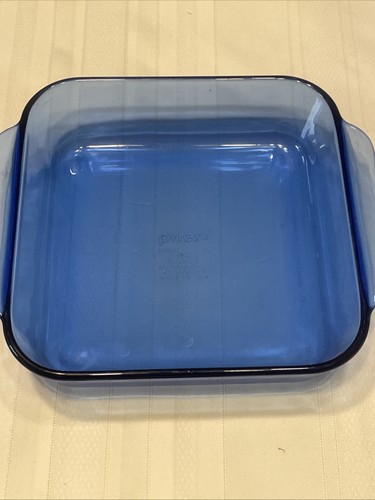 3 Pyrex Cobalt Blue Dishes: 8x8x2, 11x7x1.5, 9.5 Round - Picture 2 of 15