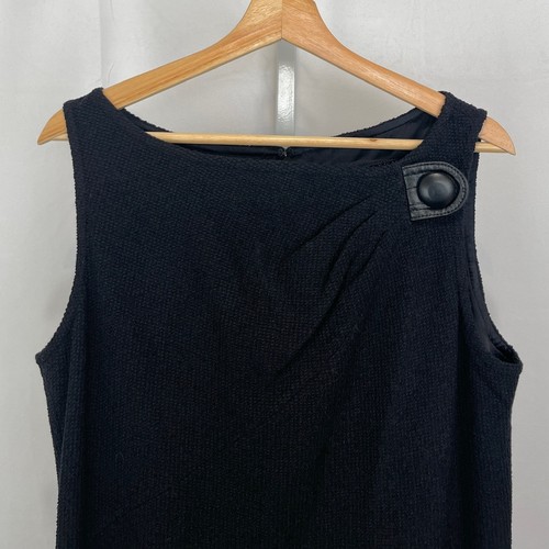 Neu mit Etikett St. John Kaviar Etui-Kleid Plissee Knopf strukturiert Strick LBD schwarz Größe 12 - Bild 5 von 11