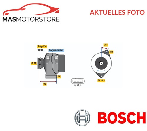 LICHTMASCHINE GENERATOR BOSCH 0 986 040 461 A FÜR TOYOTA COROLLA,PASEO,TERCEL - Picture 1 of 5