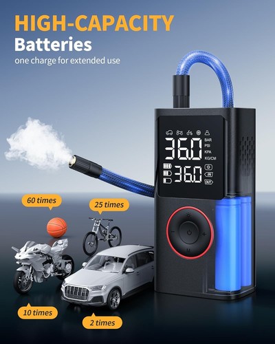 Rechargeable 150PSI Tyre Inflator with LED - Compact & Auto Shut-Off Function - Picture 5 of 10