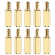 10 Pcs Male to Female Thread Spacer Screws M3 x 12mm + 6mm Brass Hex Standoff
