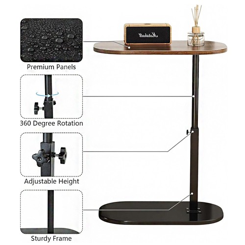 C-Shaped Adjustable Sofa Side End Table Coffee Laptop Table Living Room Bedroom - Picture 4 of 6