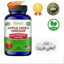 Apple Cider Vinegar High Strength 1300 Mg Supports Digestive Health 120 Capsules