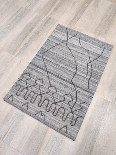 2 x 3 Handmade Wool Rug Grey Hand-woven Rug Tufted 60x90 cm - Picture 12 of 16