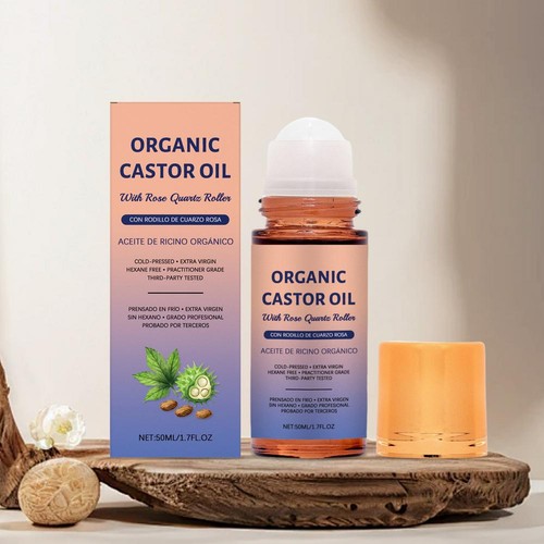 Organic Golden Castor Oil Roll-On with Rose Quartz for Skin,Hair&Wrinkle P5M3 - Picture 8 of 20