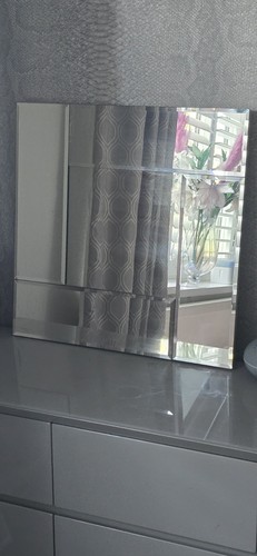 Large Wall Mirror Art Deco All Glass Square 60cm X 60cm - Picture 2 of 12