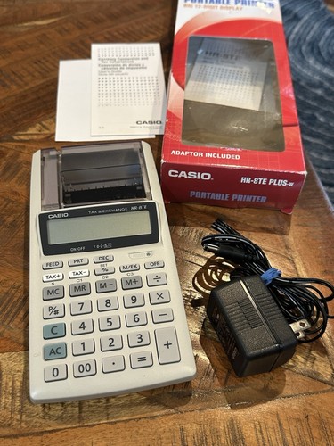 Casio HR-8TE Plus-W 12-Digit Display Portable Printer AD-A60024 Adding Machine - Picture 2 of 3