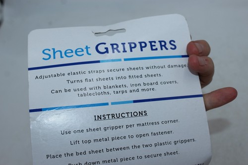 Evri Bed Sheet Grippers 4 Piece White New Unopened Shower Gift (damaged package) - Picture 5 of 5