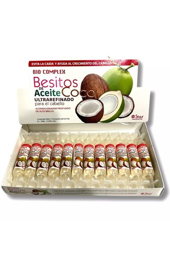 12 Ampollas Bioactivo Bio Complejo Acondicionador de Cabello Alto Brillo Aceite de Coco - Imagen 1 de 2