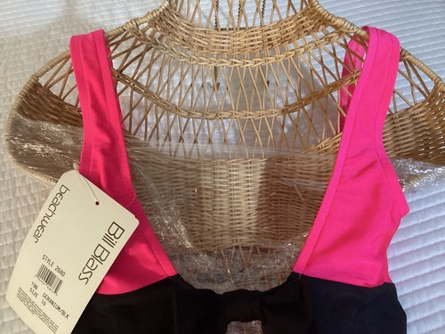 Costume intero Bill Blass Geranio/Nero Vintage Bloomingdale’s taglia 10 NUOVO - Foto 4 di 15