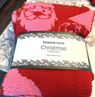 Kirklands Pink / Red Santa  Plush Throw Blanket 50" X 60" NWT
